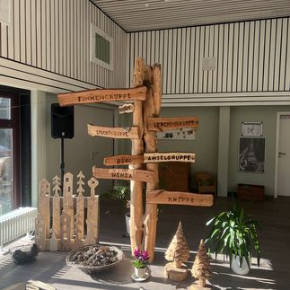 Wegweiser in der Aula