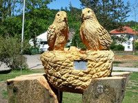 Holzskulptur Spatzennest